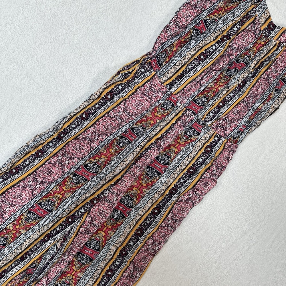 Pink Rose Vintage Jumpsuit Small S Boho Medallion Stripe Rayon Festival Wide Leg - Picture 2 of 11